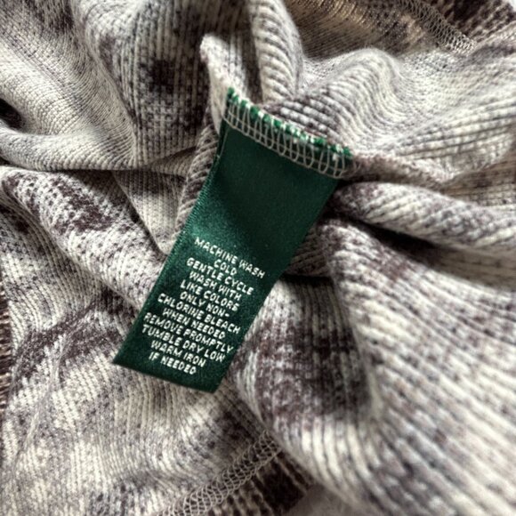 L-RL Ralph Lauren Active Womens Knit Hooded Sweater XL Brown Geometric Pattern - Picture 4 of 7